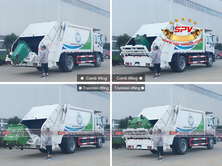12 CBM Garbage Compactor Truck ISUZU - Lifting Demostration